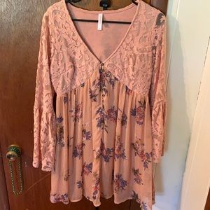 Pink floral/lace dress